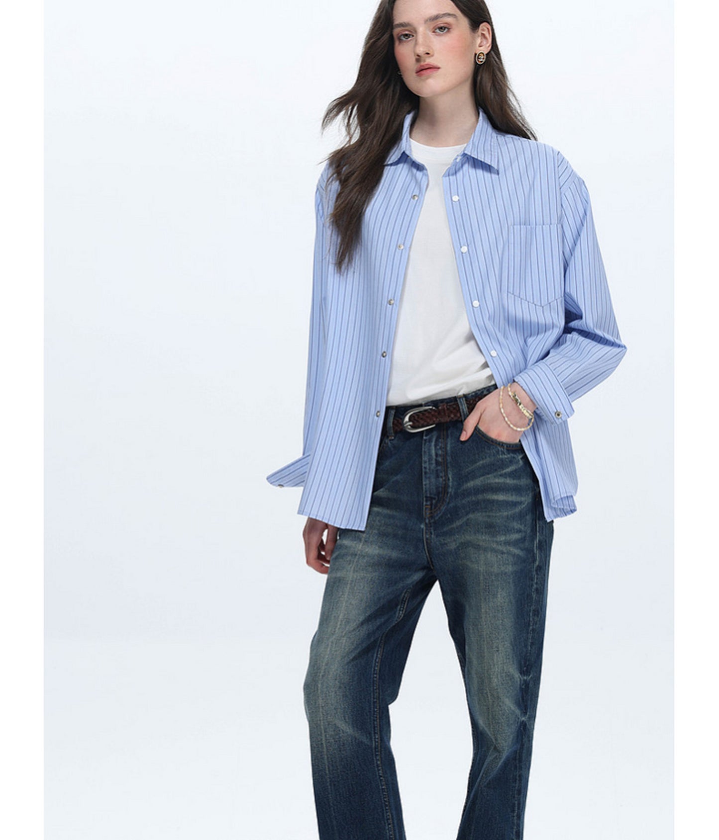 Striped Drop-Shoulder Casual Shirt