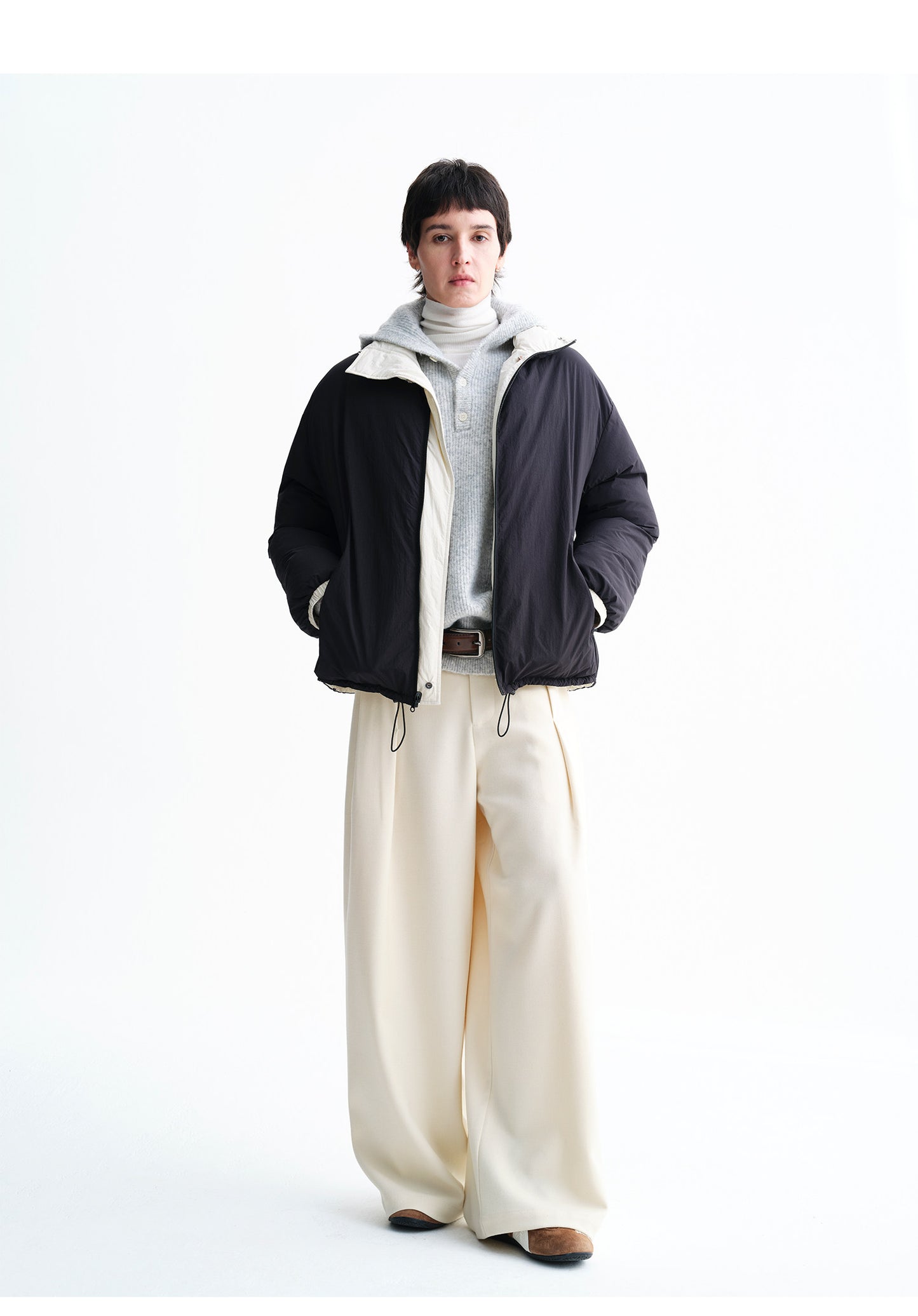 Unisex Pleated Wide-Leg Pants