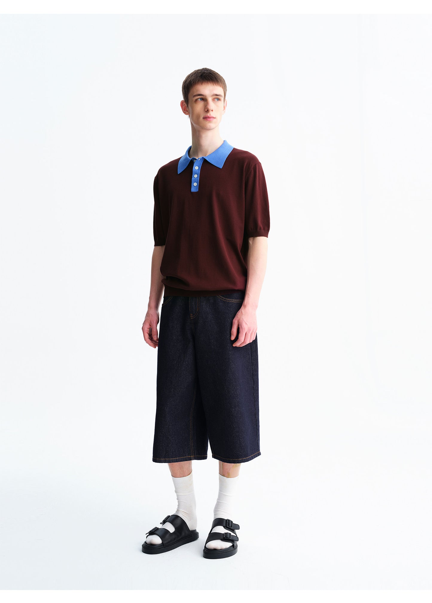 Color-Block Wool Polo Shirt