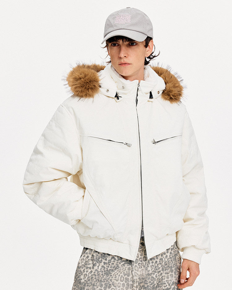 Detachable Hood White Duck Down Jacket