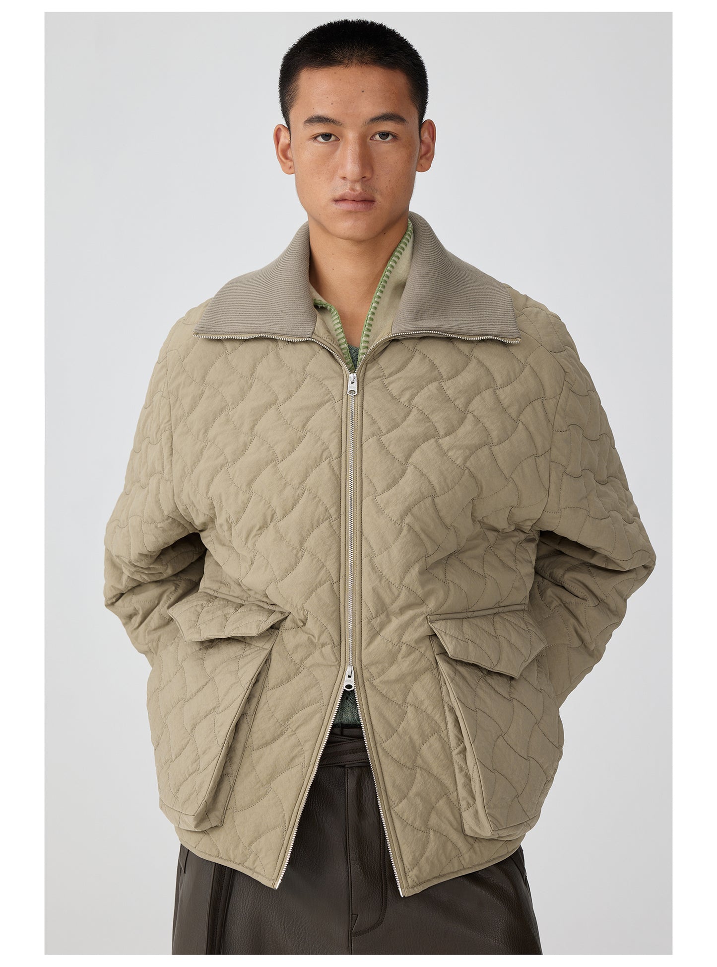 Rib Collar Quilted Jacket