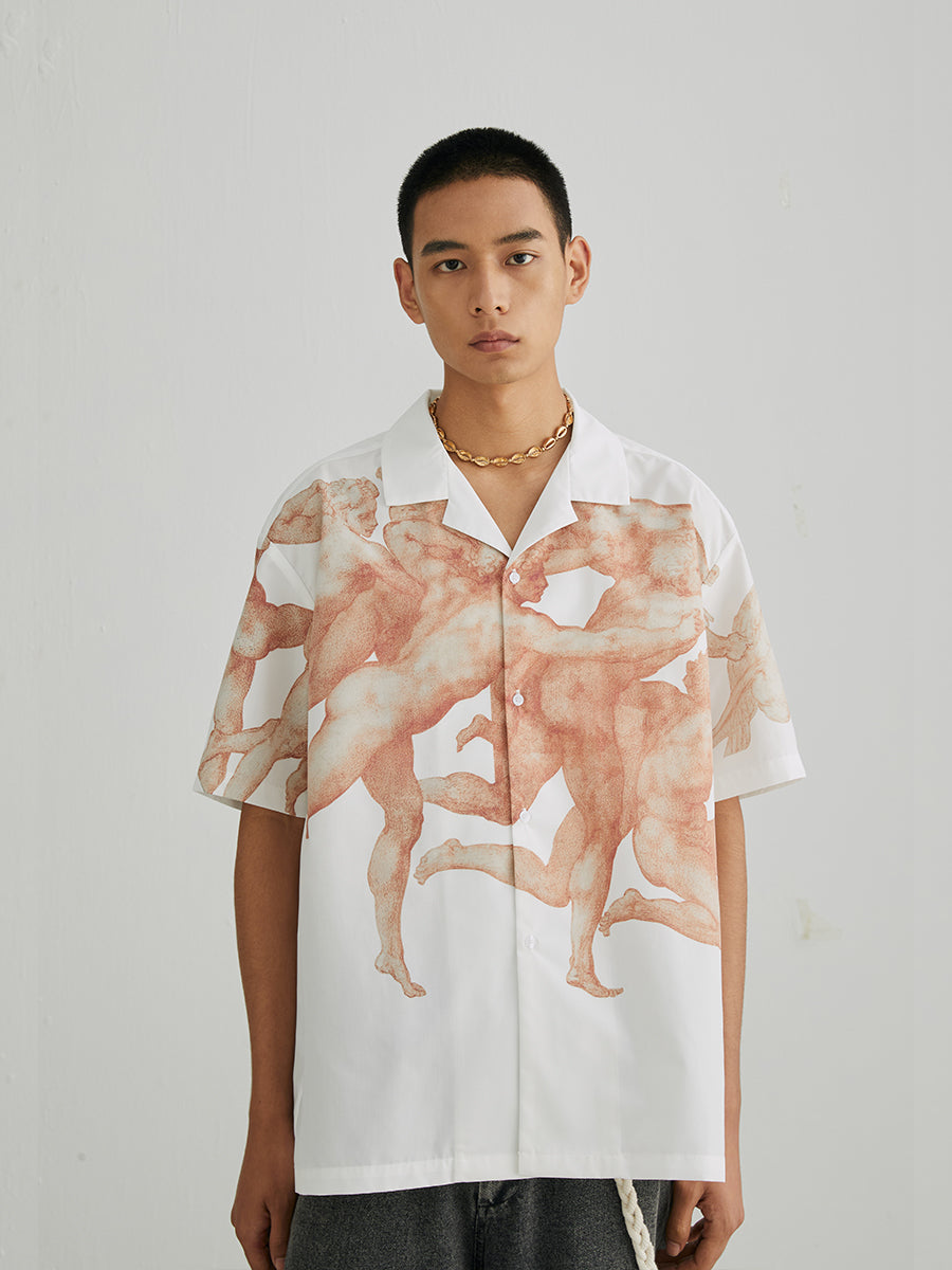 Cuban Color Sketch Print Shirt