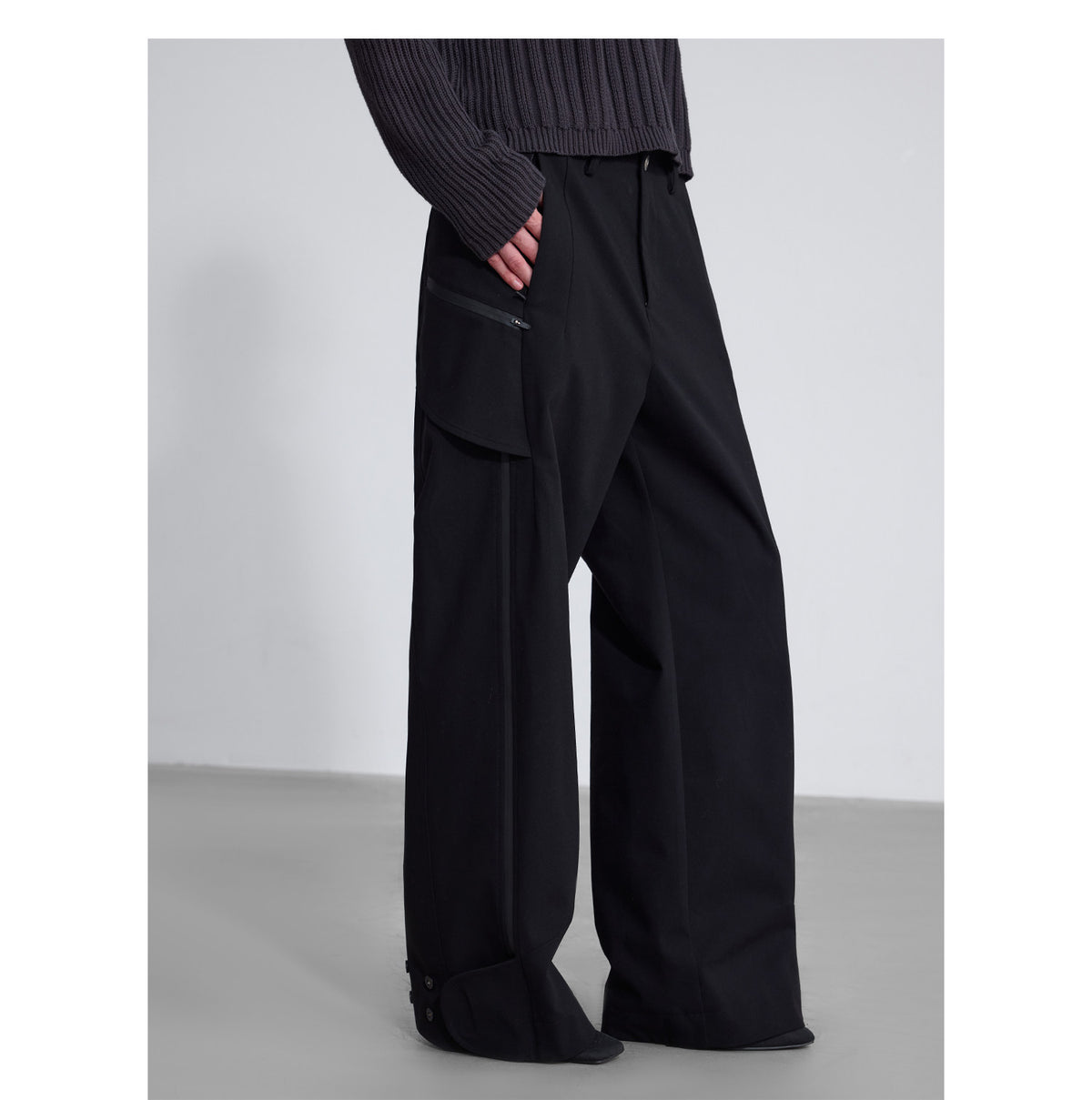 Casual Pants with Adjustable Hem and Zipper