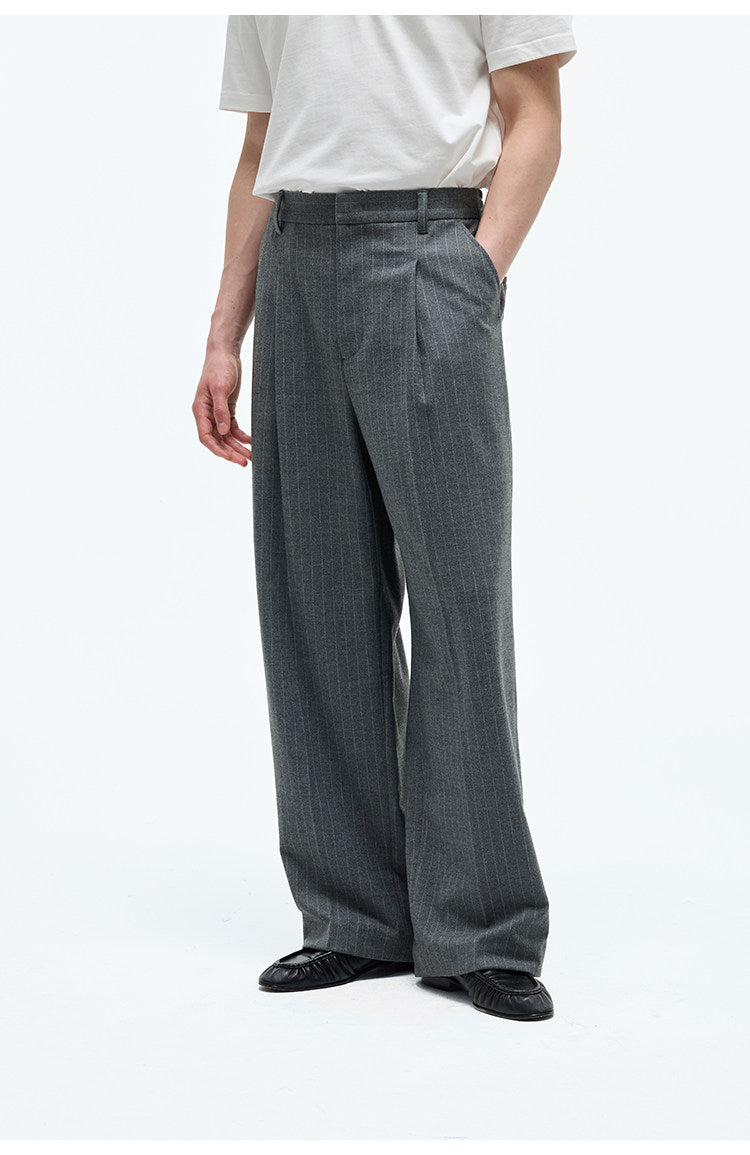 Single-Pleat Stretch Waist Casual Pants
