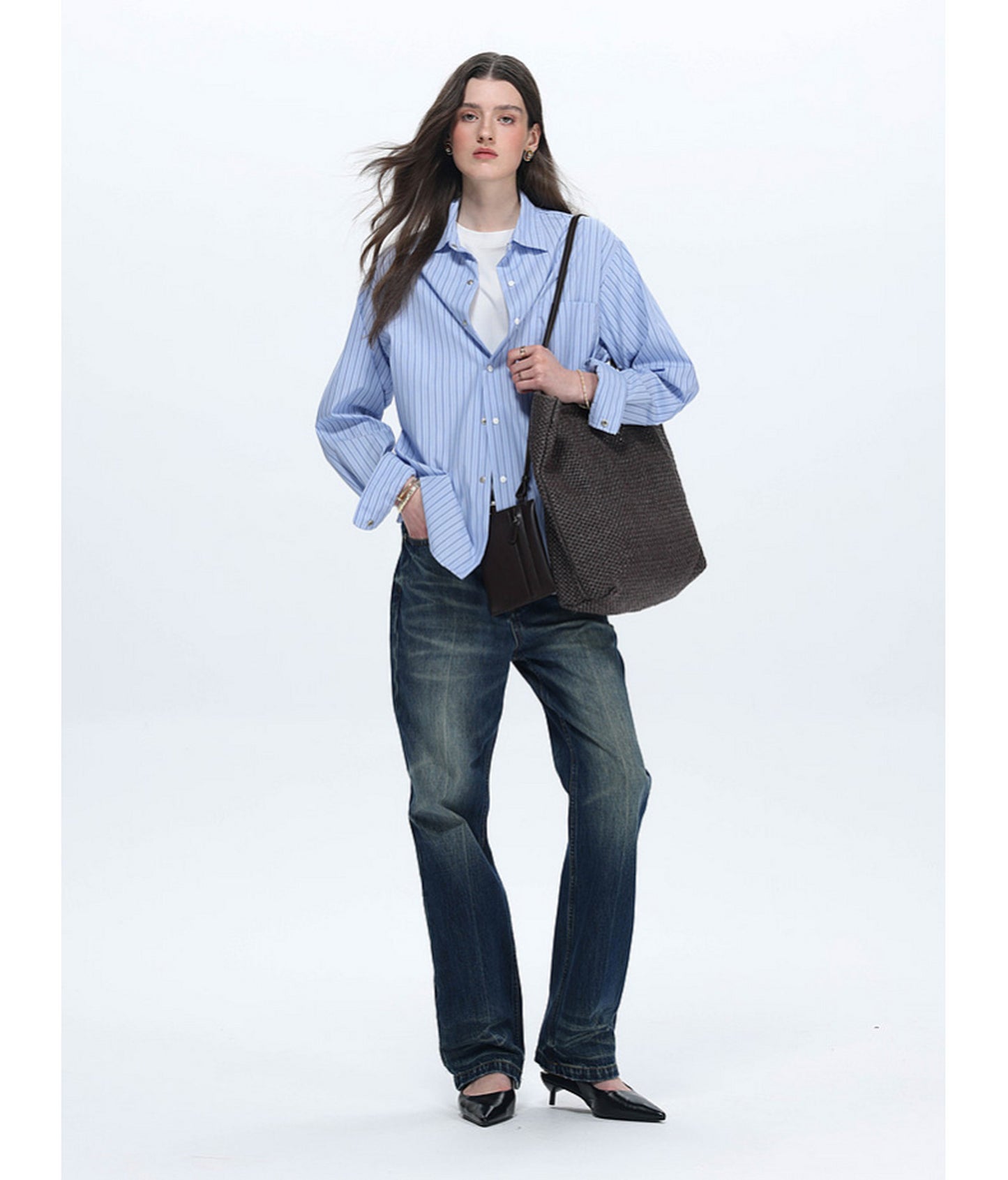 Striped Drop-Shoulder Casual Shirt