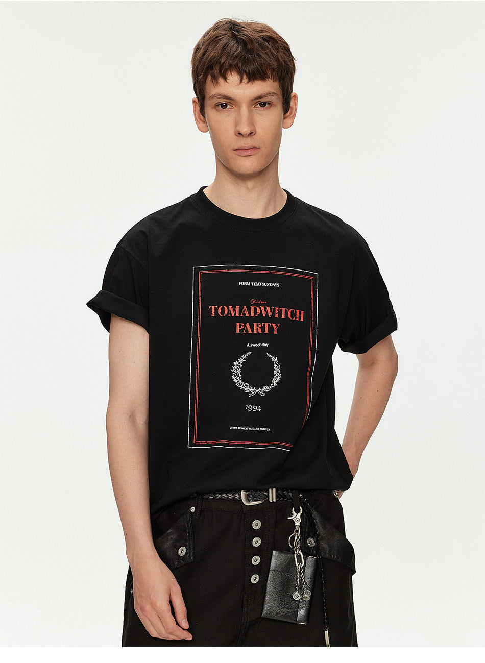Printed Loose-Fit Drop-Shoulder T-Shirt