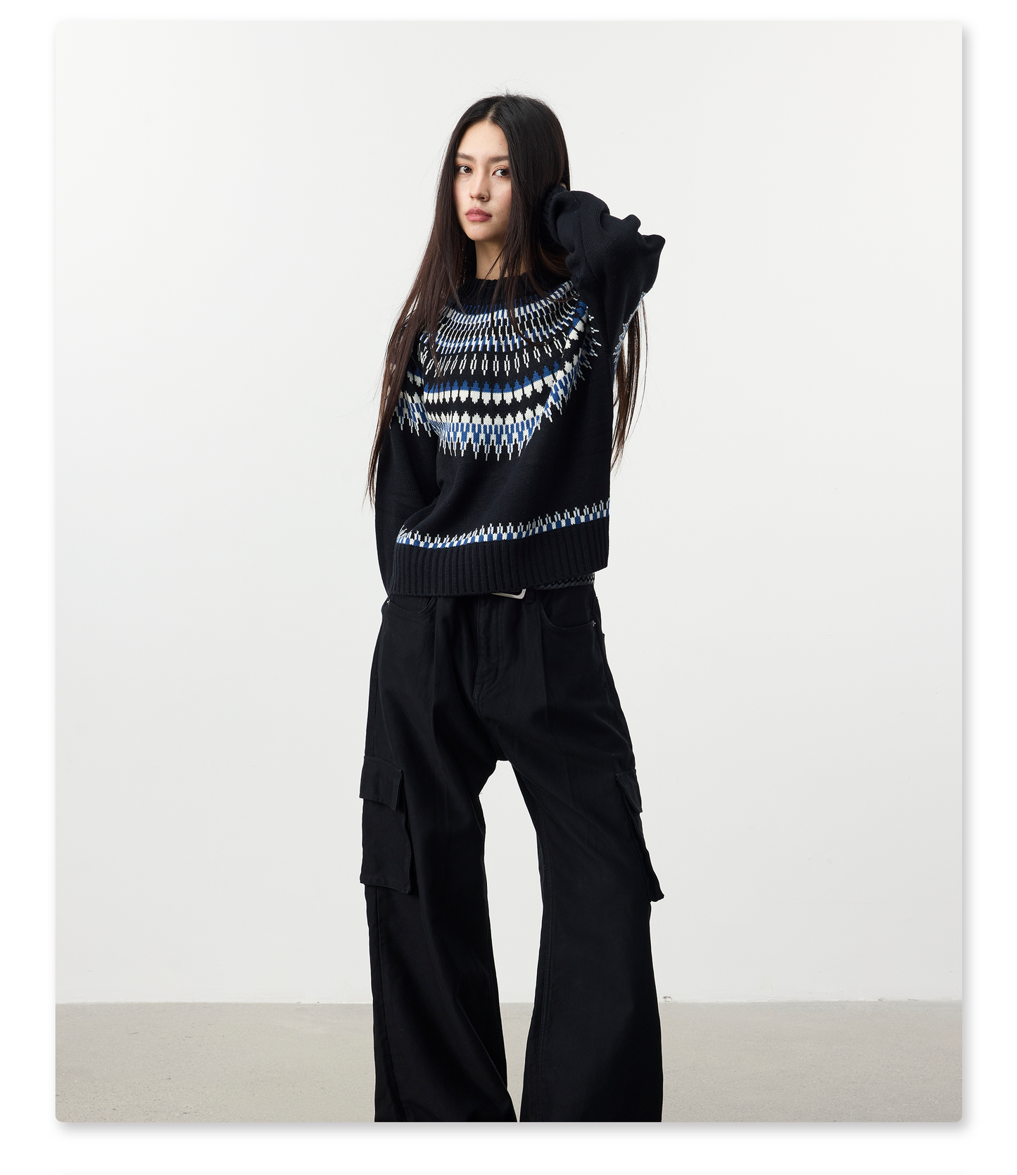 Wool Blend Crew Neck Sweater