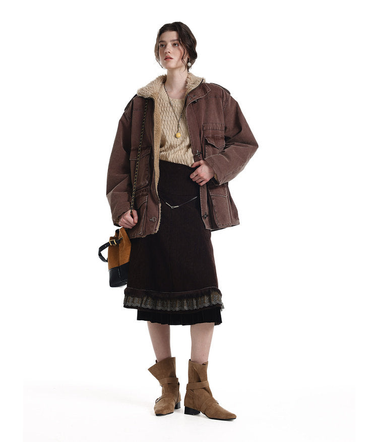 Airplane Button Multi-Pocket Jacket