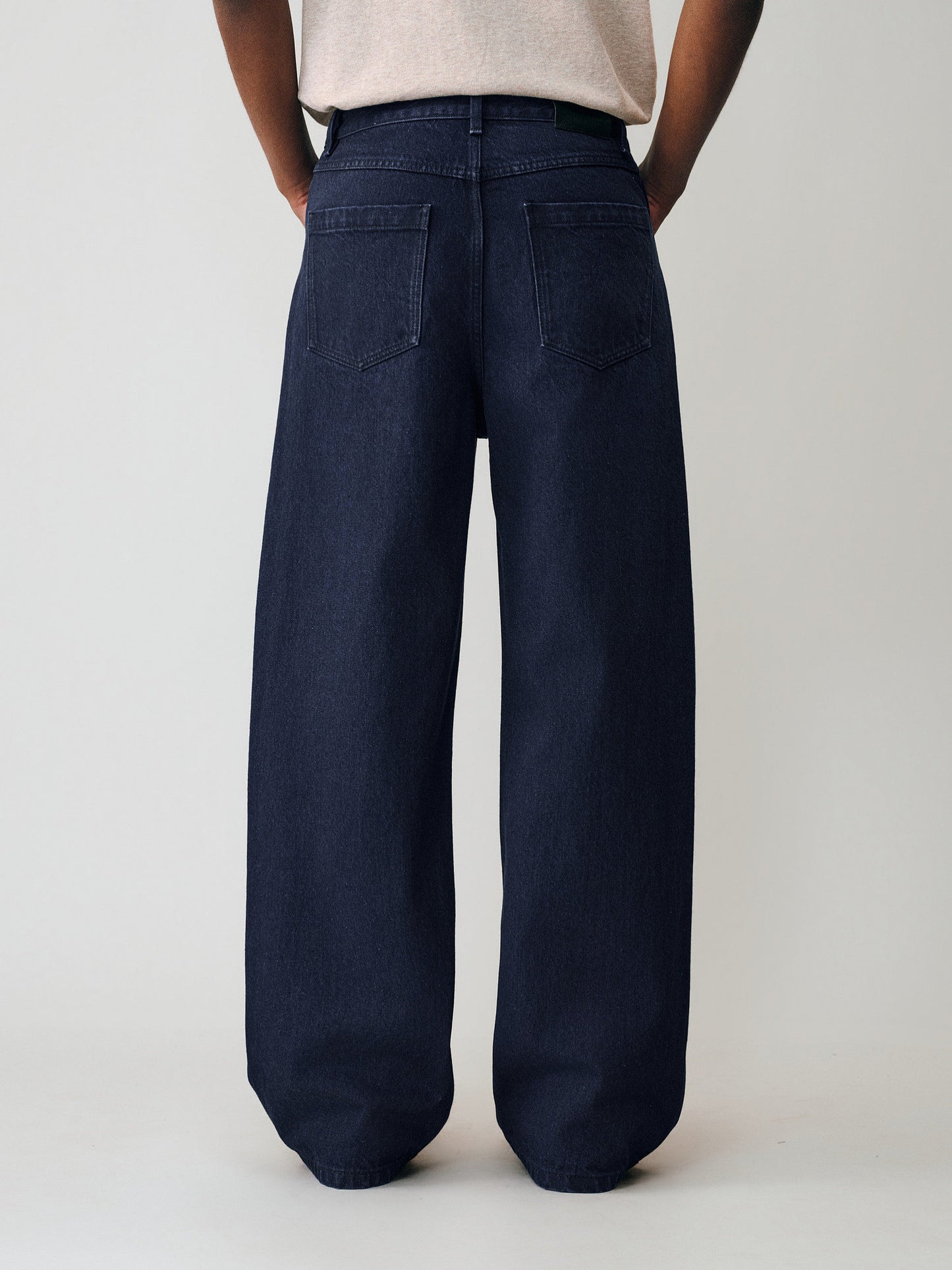 Diagonal Stitching Denim Pants