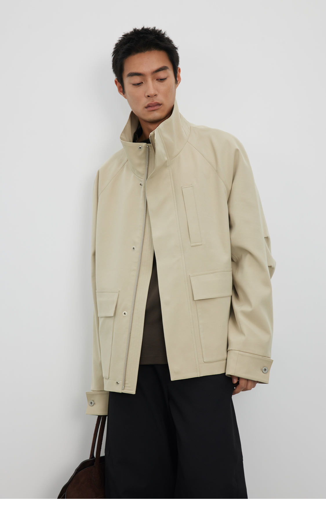 Stand collar short jacket