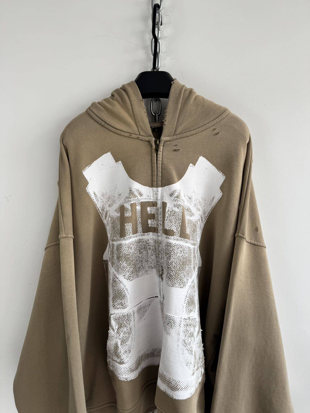 Distressed Zipper Sweatshirt