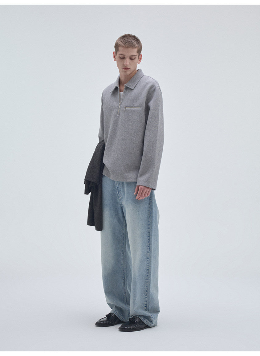Half-Zip Pullover Sweatshirt with Pockets