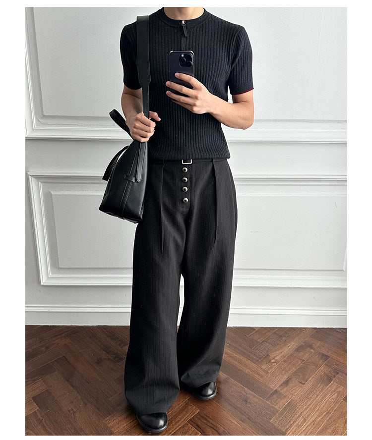 Niche Design Zipper Knit Shirt
