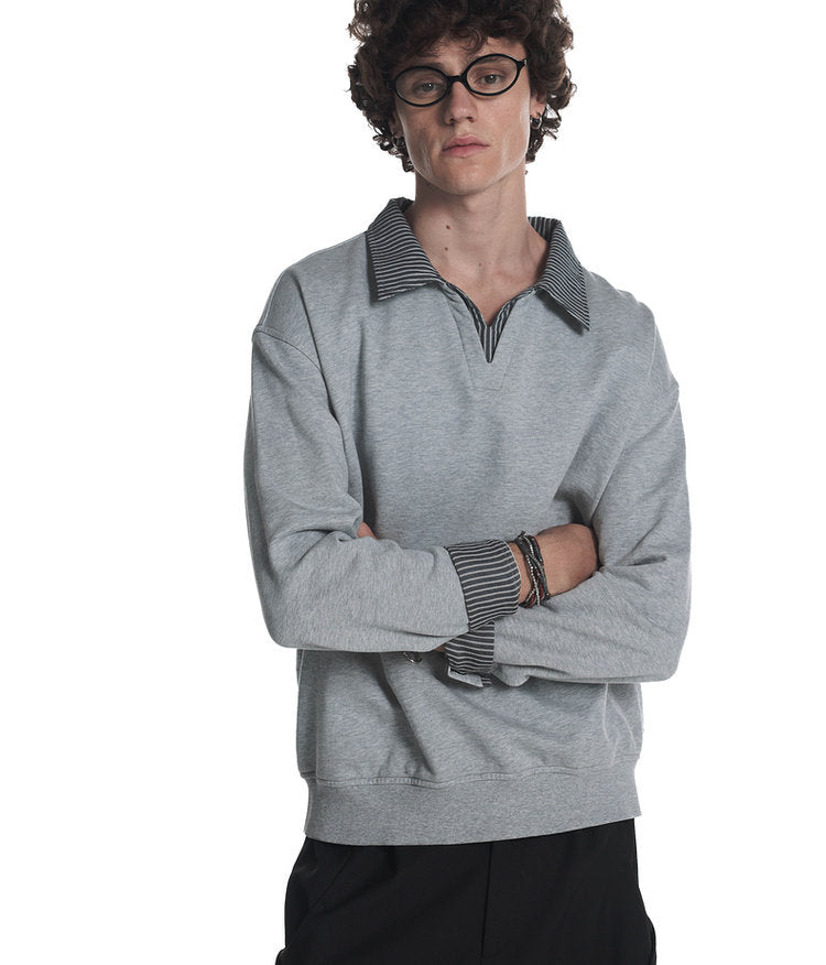 Fake Two-Piece V-Neck Sweatshirt