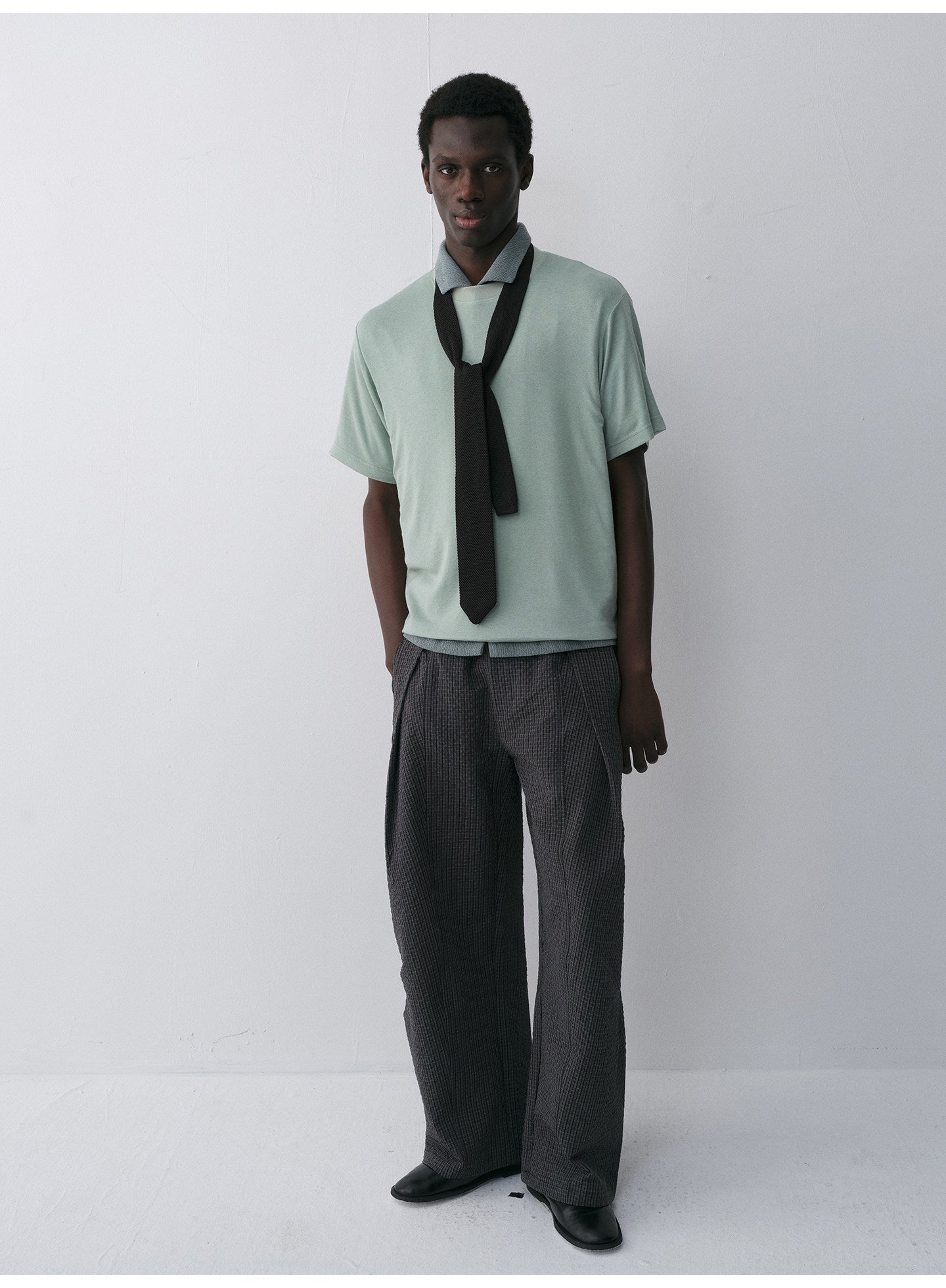 Tencel & Wool Blend Crew Neck T-Shirt