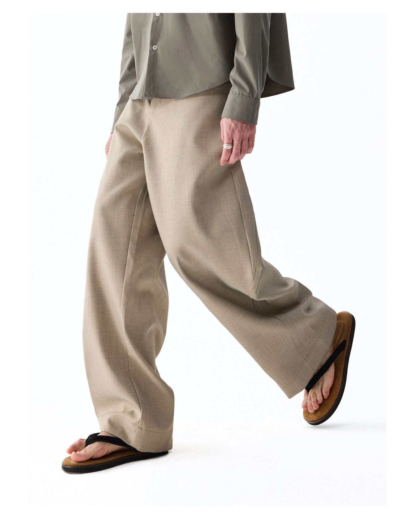 Straight-leg casual pants with pockets