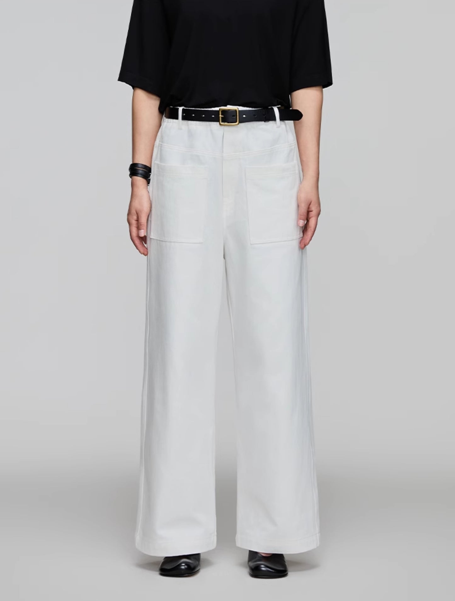 Elastic Waist Wide Leg Casual Pants