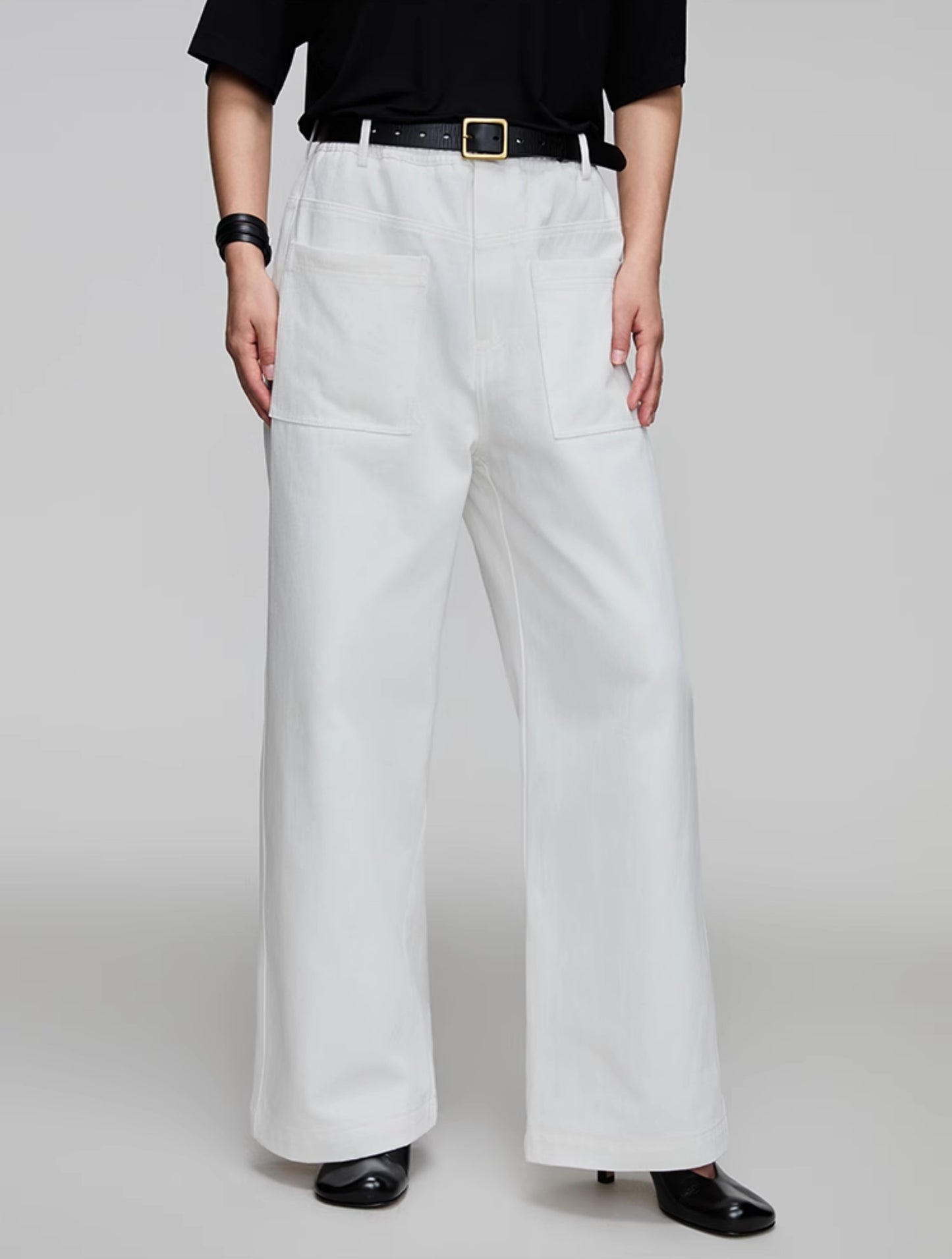 Elastic Waist Wide Leg Casual Pants