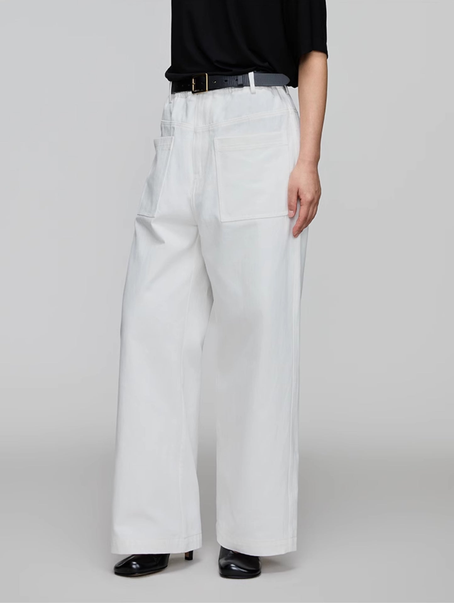 Elastic Waist Wide Leg Casual Pants