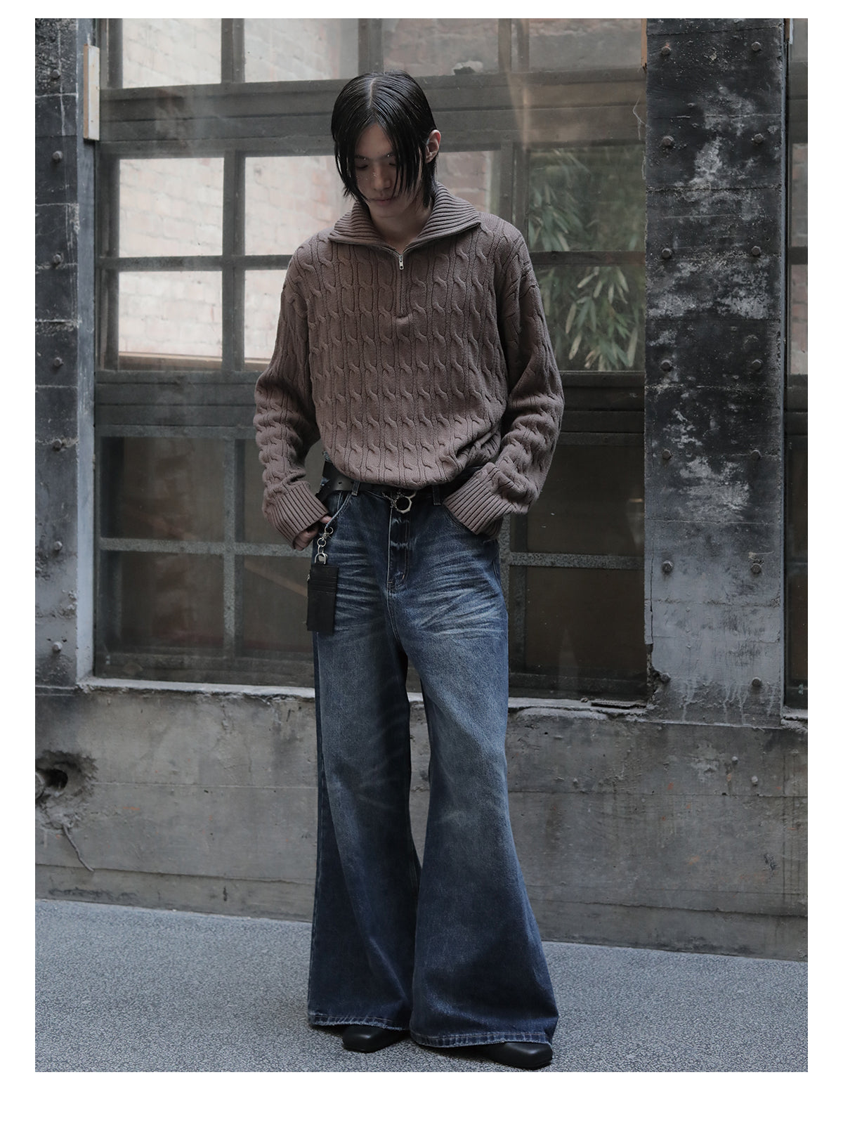 Half-zip cable sweater