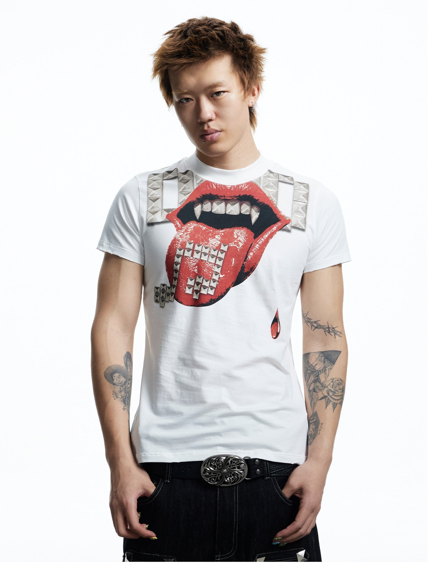 Street Style Stud Print T-Shirt