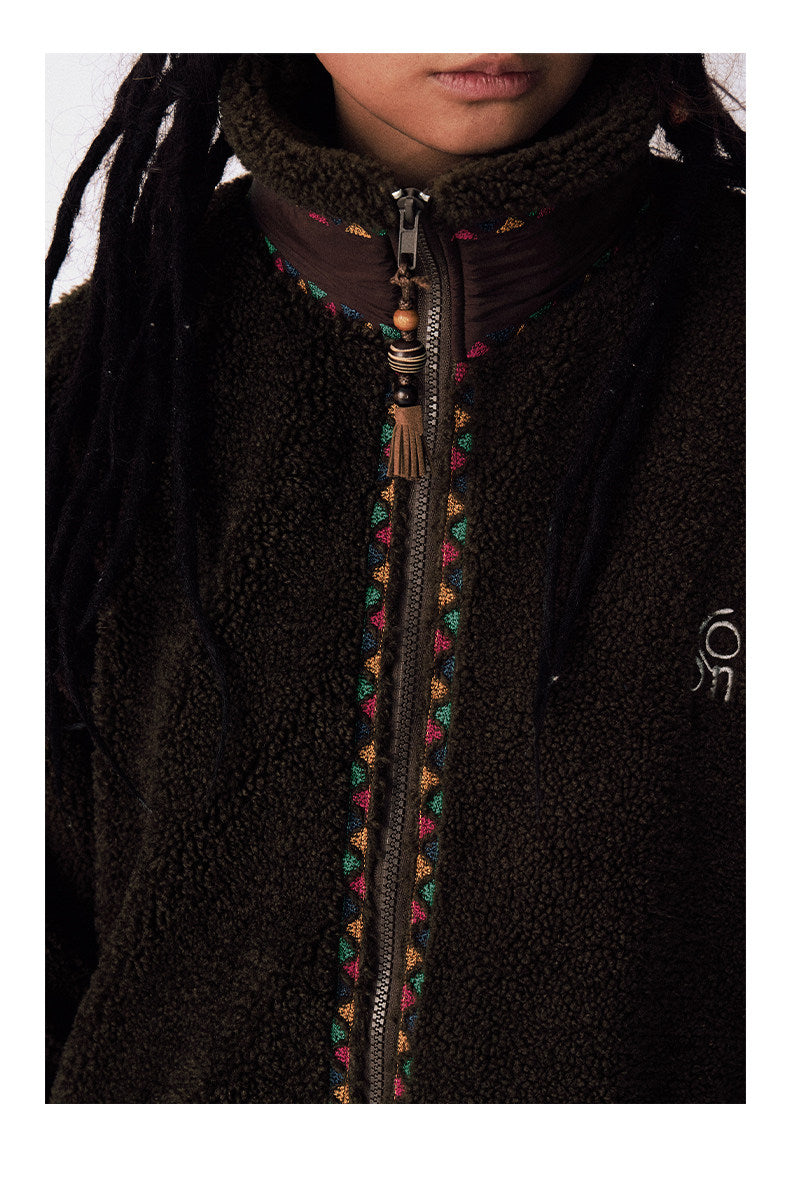 Hand-Knitted Fleece Beaded Jacket