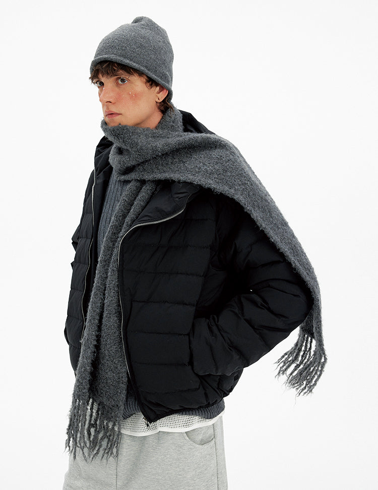 Unisex Diagonal Zipper Down Jacket