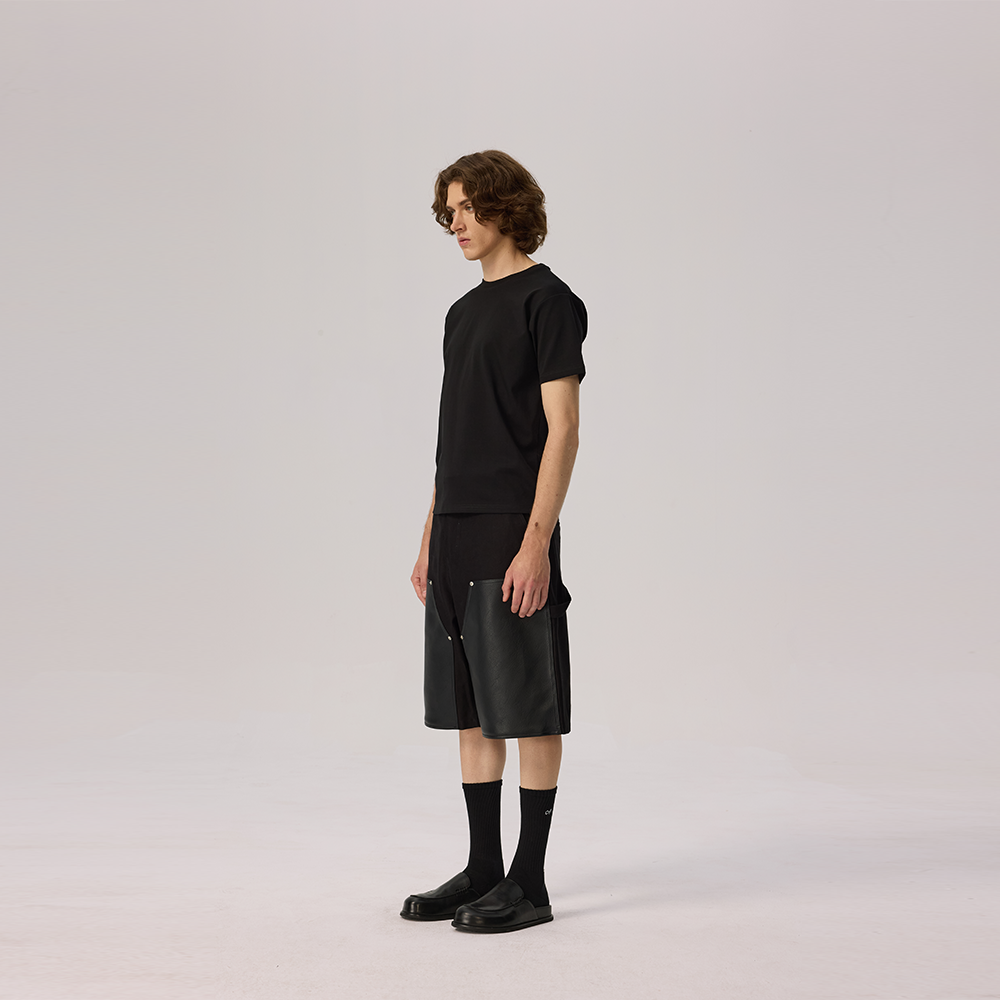 Leather cargo shorts