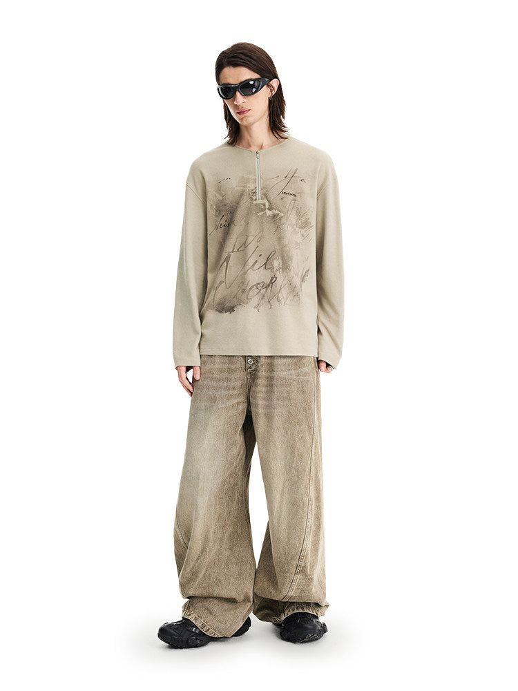 Amber Print  Henley Neck Shirt