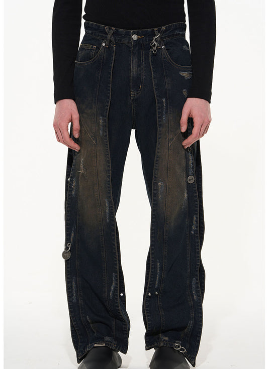Cropped Part Damaged Jeans