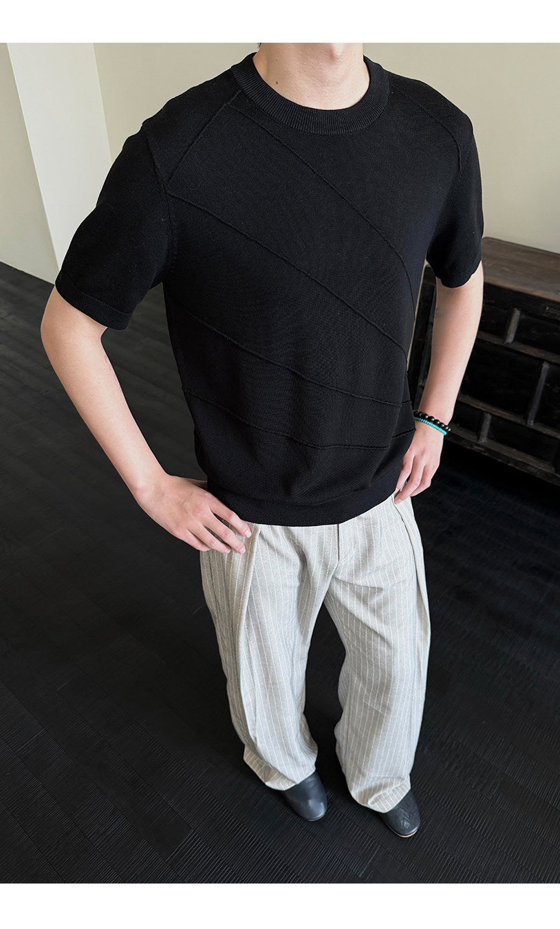 3D Jacquard Knitted Crew Neck Shirt