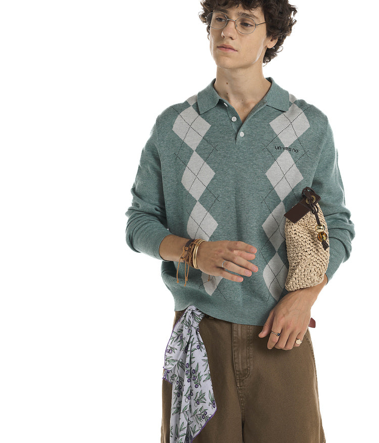 College Diamond Wool Polo Shirt