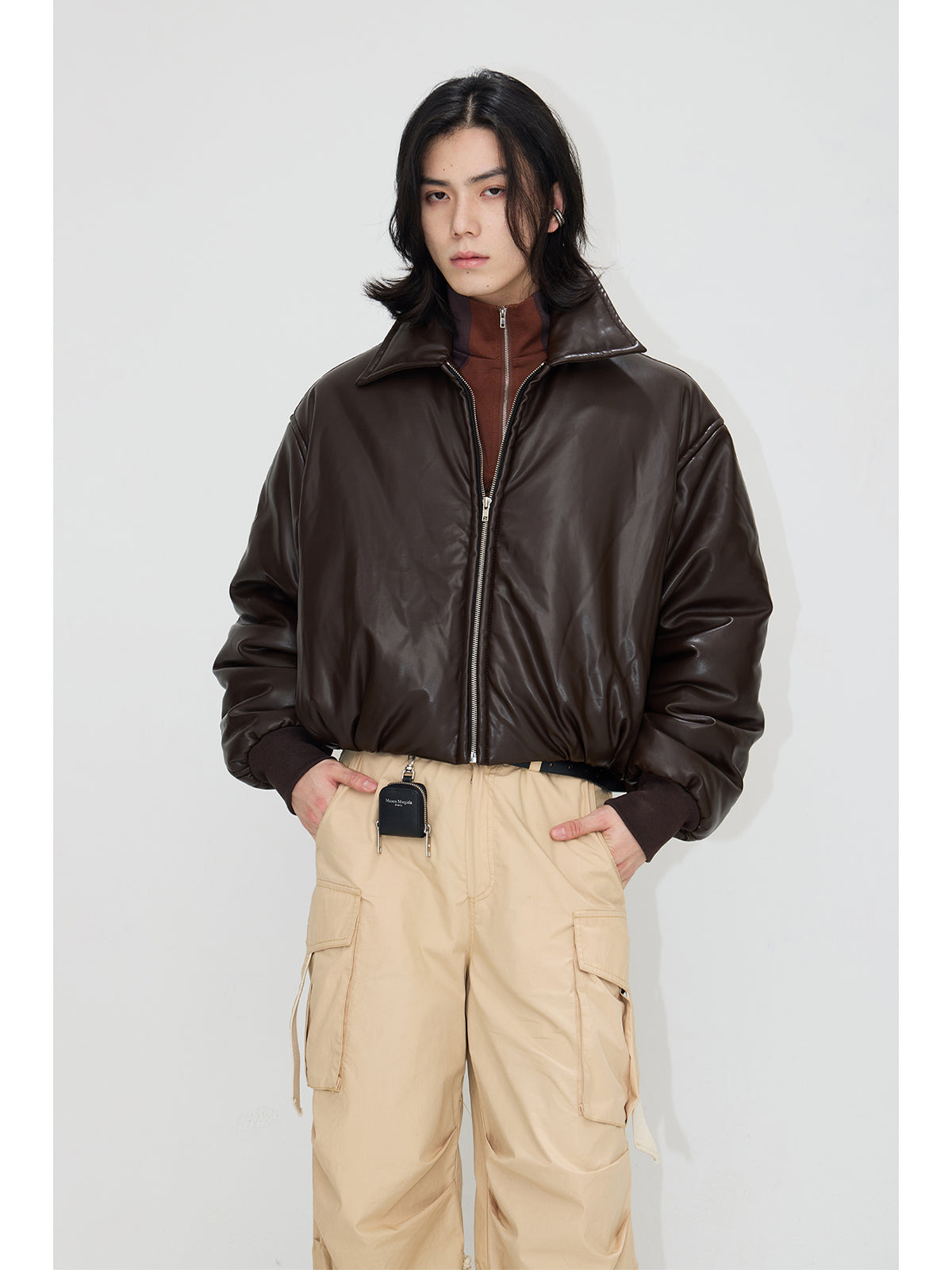 Short Length Leather Down Jacket