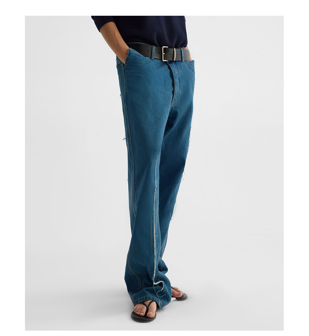 Water-Washed Straight-Leg Denim Pants