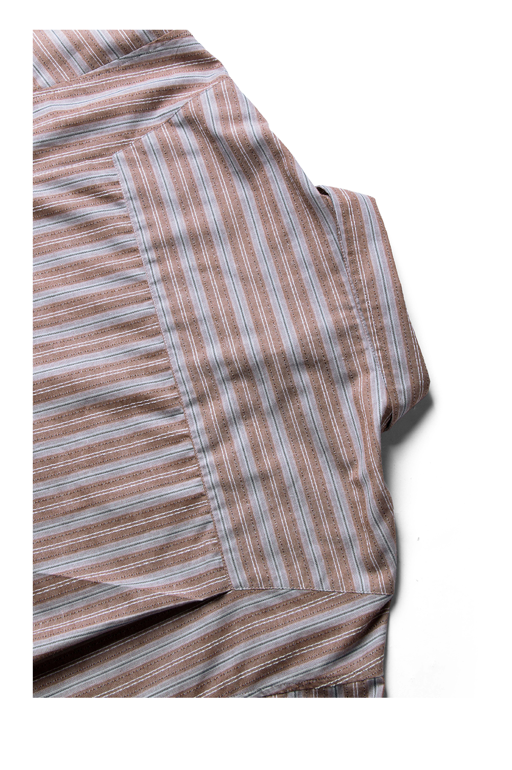 Striped Ribbon Asymmetric Placket Shirt