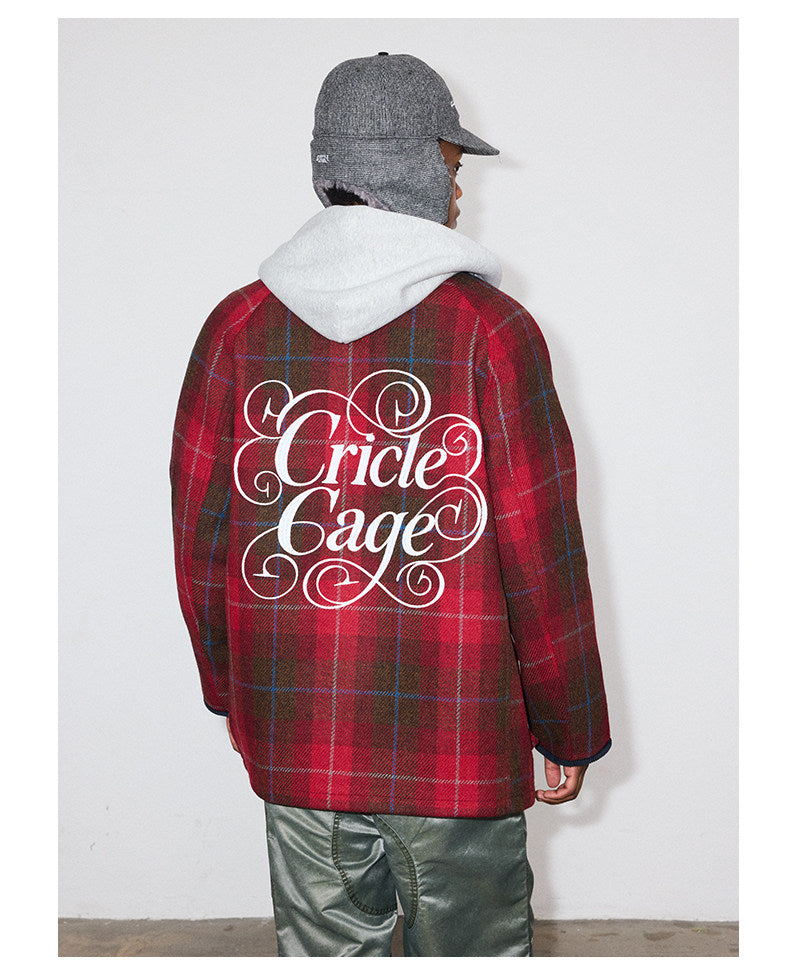 Pure Wool Check Pattern Hunting Jacket