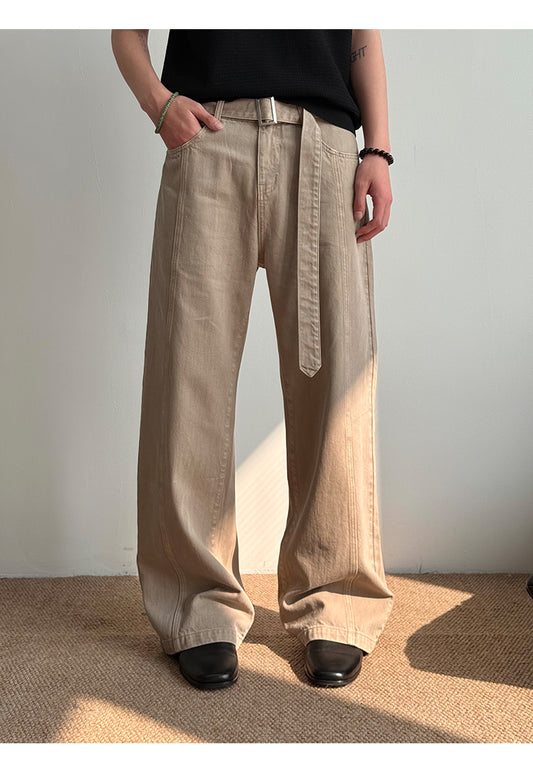 Washed A-line casual pants