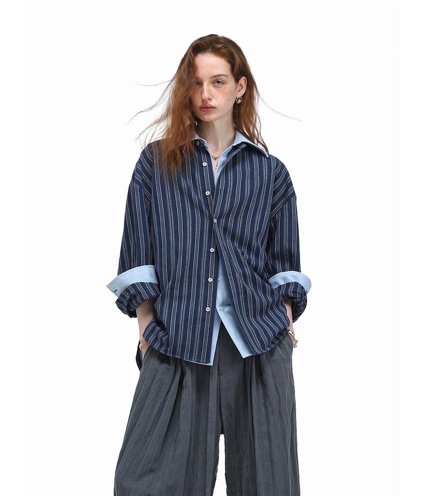 Color-Block Striped Jacquard Shirt