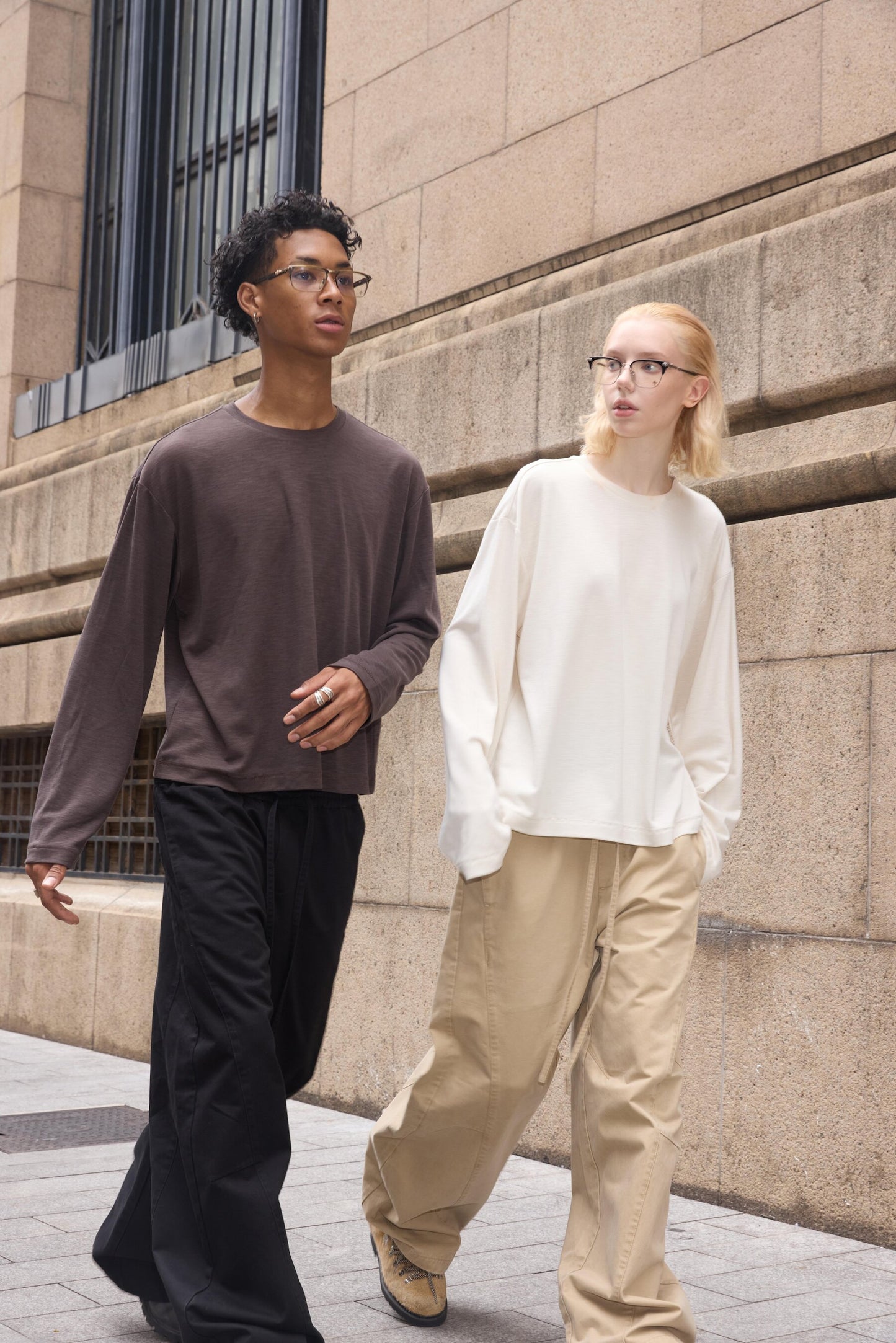 Street Style Curved-Leg Casual Pants