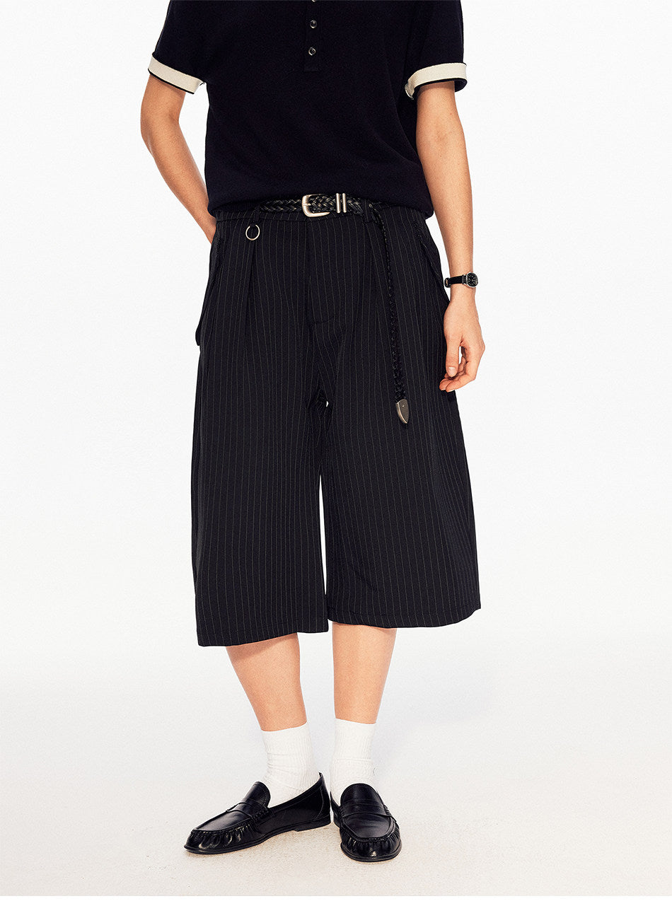 Striped Pleated Shorts