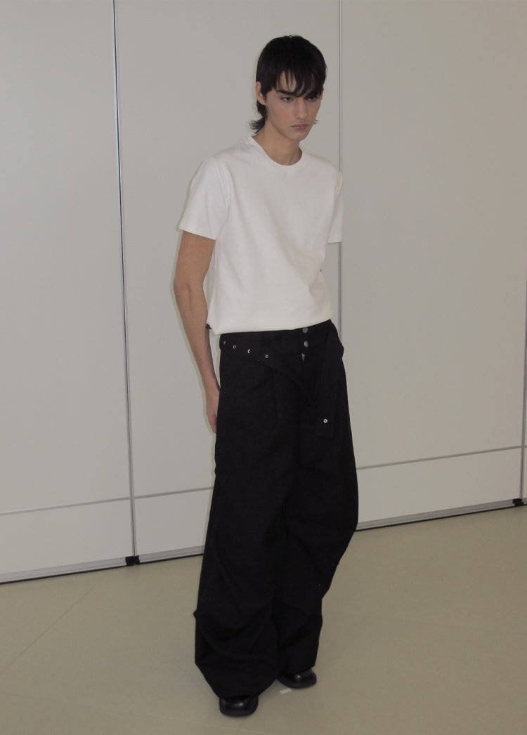 Double Waist Belt Casual Pants