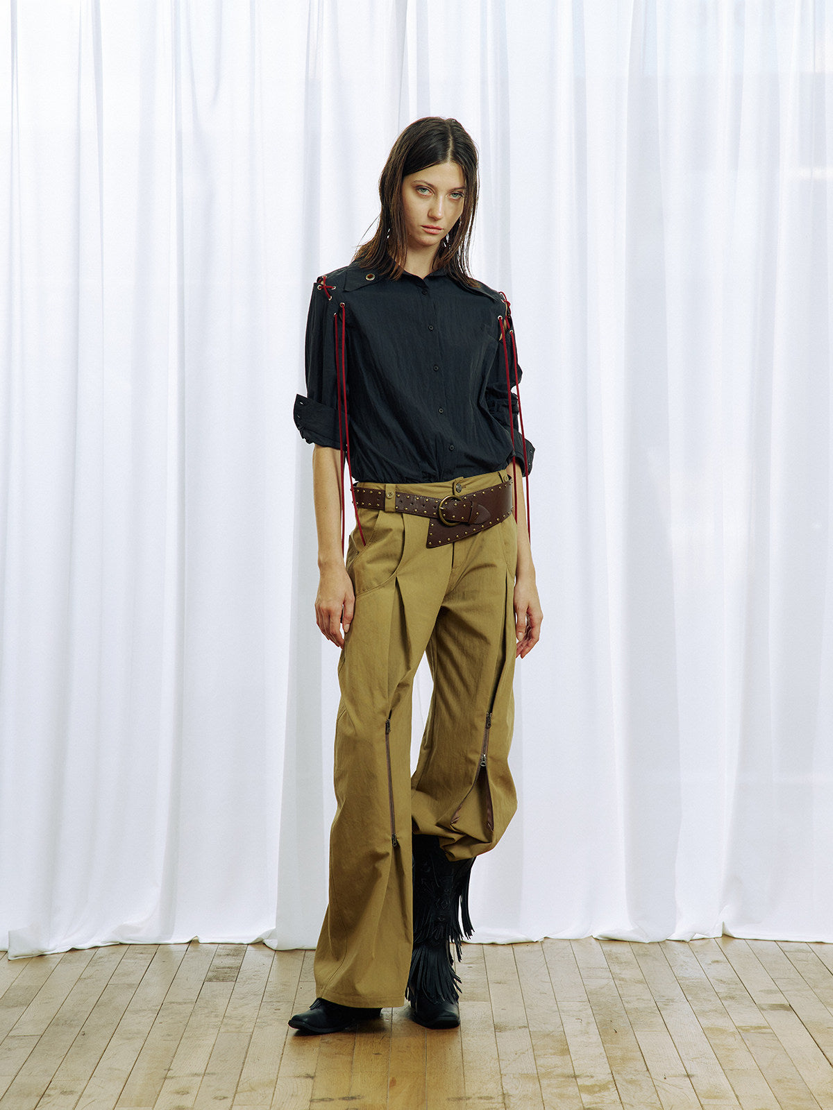 3D-Cut Double Zipper Casual Pants
