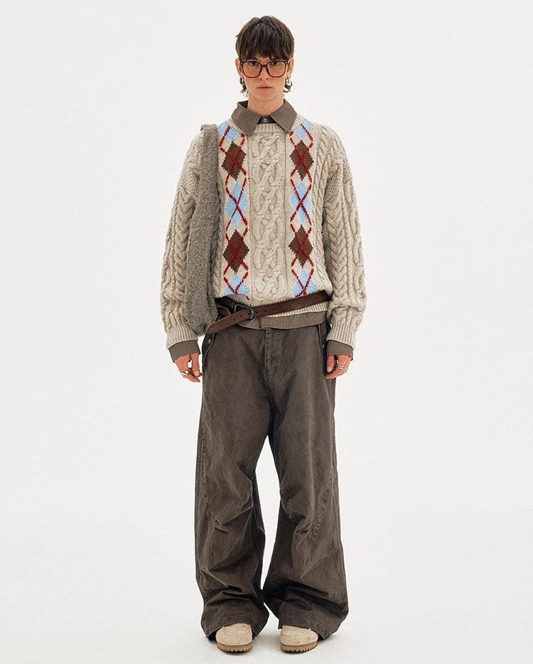 Retro-Style Cable-Knit Sweater