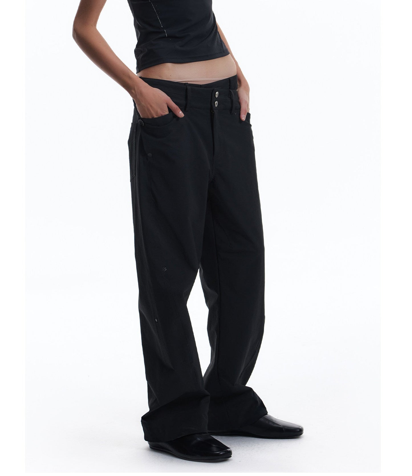 Multi-Structure Nylon Casual Pants