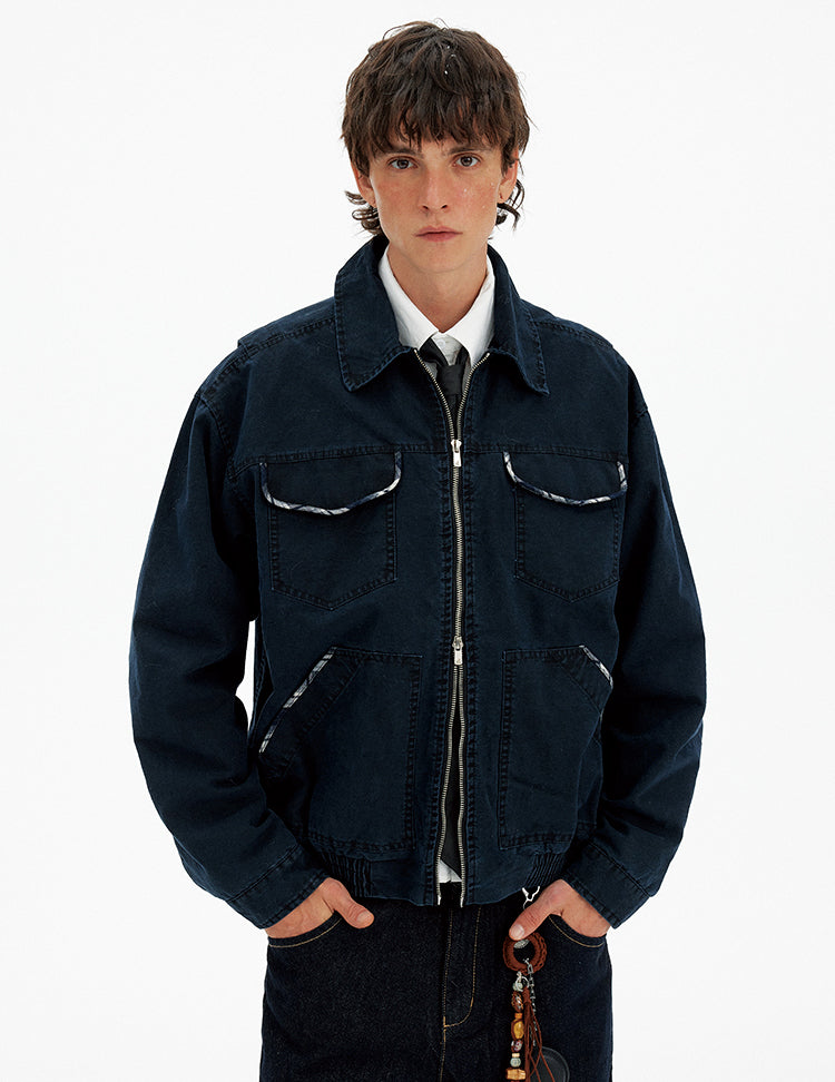 Multi-Pocket Wash-Finished Work Jacket