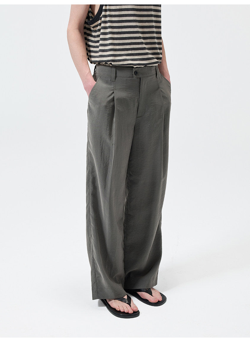 Casual Pants with a Partial Elastic Waistband