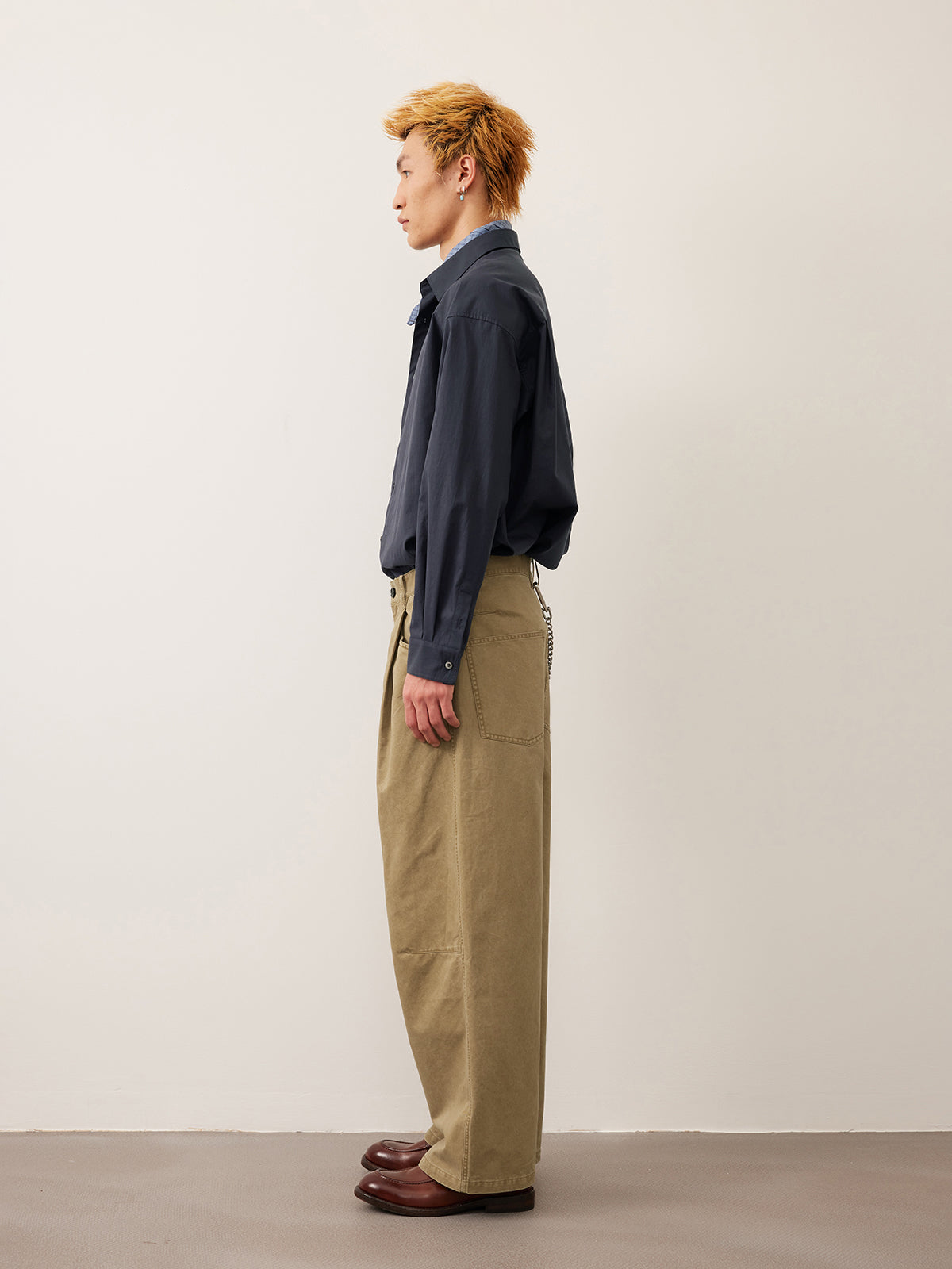 Single Pleated Loose Casual Pants