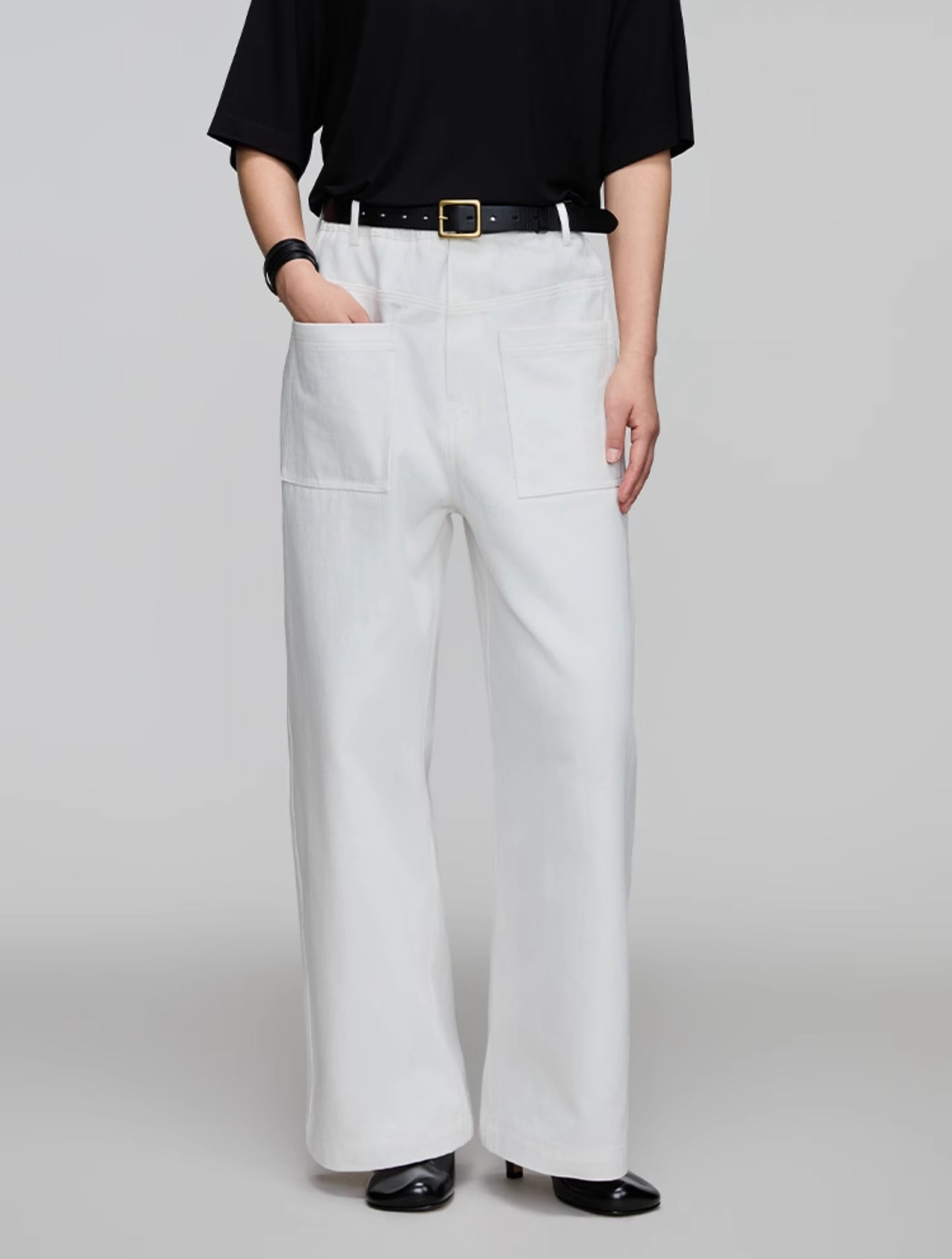 Elastic Waist Wide Leg Casual Pants
