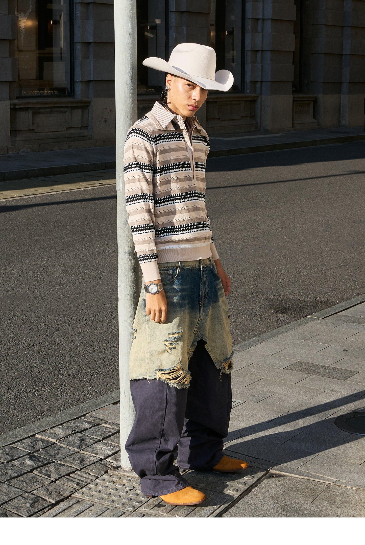 Faux Two-Piece Denim Pants