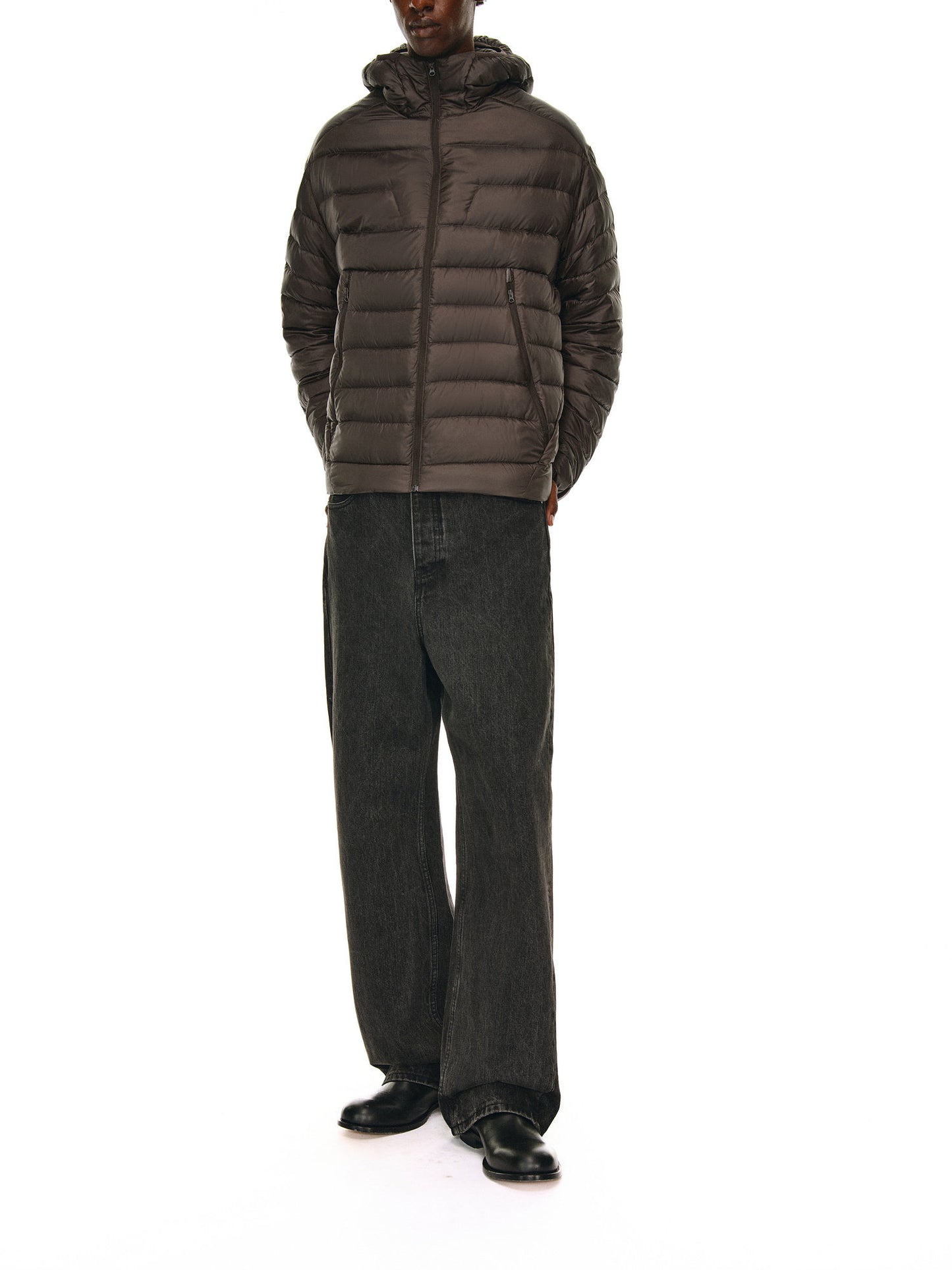 Rib Hooded Down Jacket